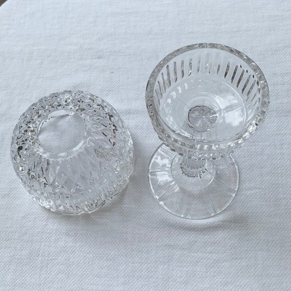 Vintage 2 Piece Crystal Pedestal Tea Light/Votive Candle Holder - Picture 7 of 11
